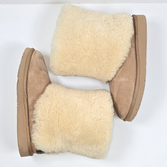 Ugg Maylin Cozy Shearling Winter Suede Cuff Boots Pull On Sz.7 Outdoor Luxury - Picture 5 of 12